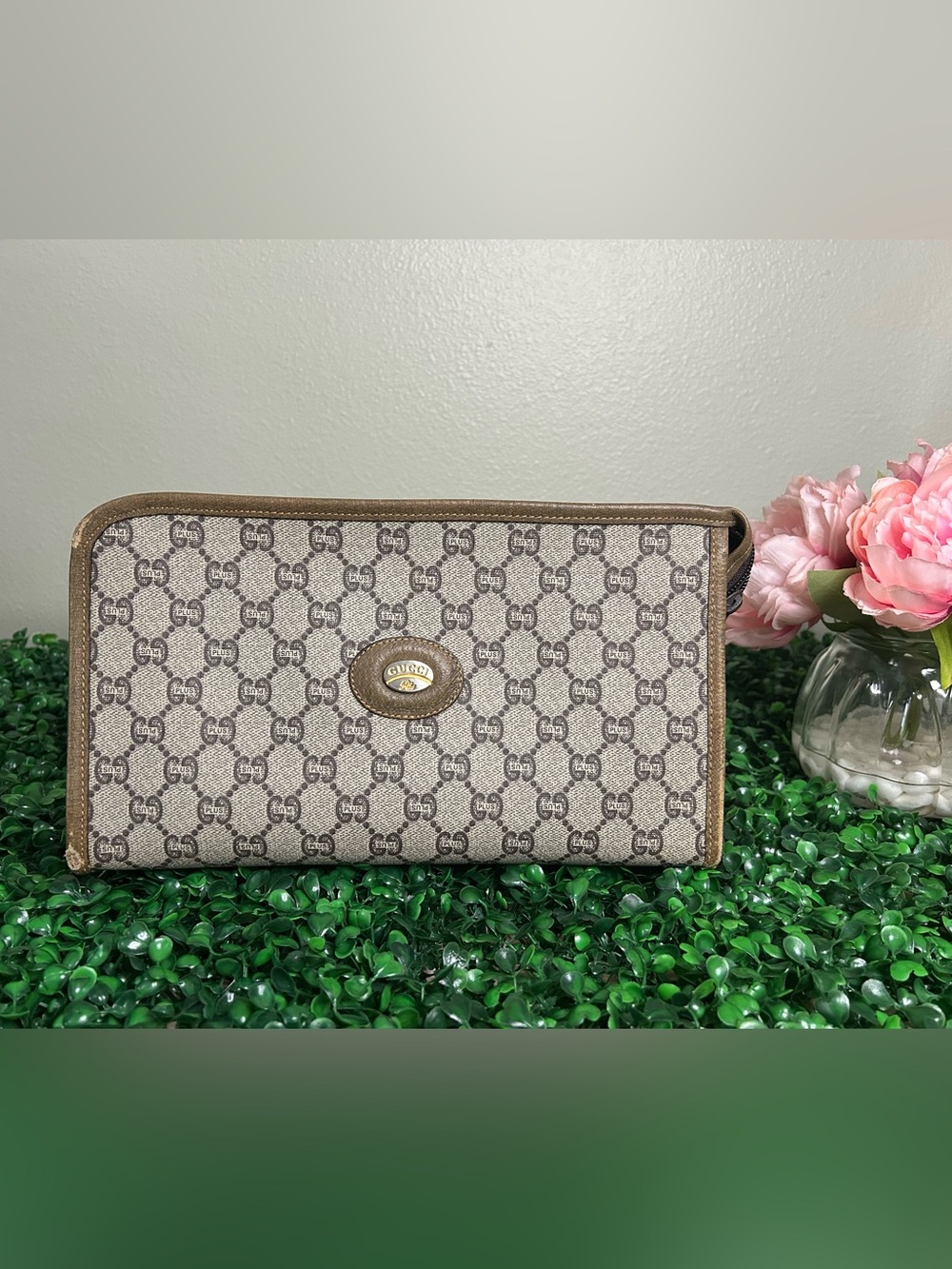 Vintage Collector Gucci Plus GG Portfolio Document Clutch w/Original Guarantee